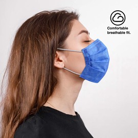 NUÜR 10pcs 3 Ply Disposable Face Mask, Mask with Filter Layer and Elastic Earloop, Retail Sealed bags, Blue