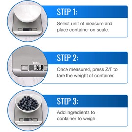 DMI Digital Food Scale and Kitchen Scale for Cooking, Baking and Meal Prep, Withstands up to 11 Pounds of Weight, Measures units between oz, g, mL, lb, oz, 304 Stainless Steel