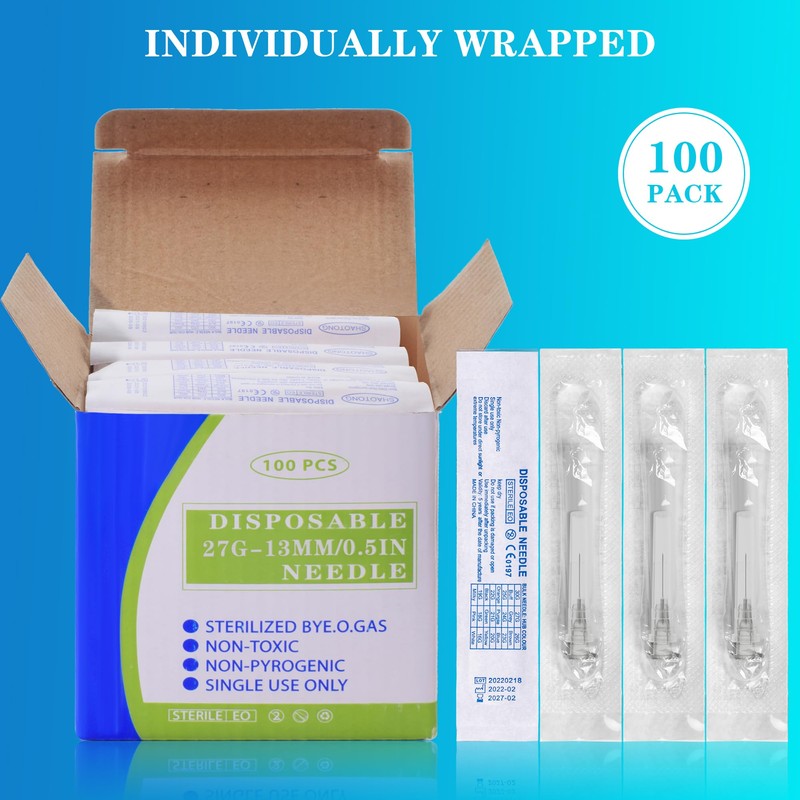 100 Pack 27G 13MM Stainless Steel Industrial Dispensing Needle Accessories,