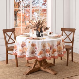 Elrene Home Fashions Autumn Blooms Floral Fall/Harvest/Thanksgiving Oval Tablecloth, 60"x84"