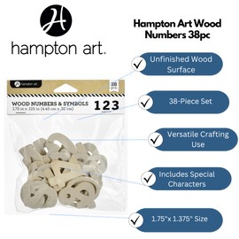 Hampton Art Wood Numbers 38Pc - Assorted Wooden Numbers for Crafts, DIY Projects, Home Décor & More - Perfect for Customizing Signs, Art, and Creative Crafting