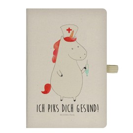Mr. & Mrs. Panda DIN A5 Baumwoll Notizbuch Einhorn Krankenschwester - Geschenk, Einhörner, Schreibbuch, Krankenschwester Geschenk, Skizzenbuch, Einhorn Deko, Eintragebuch, Ärztin Geschenk, Pegasus