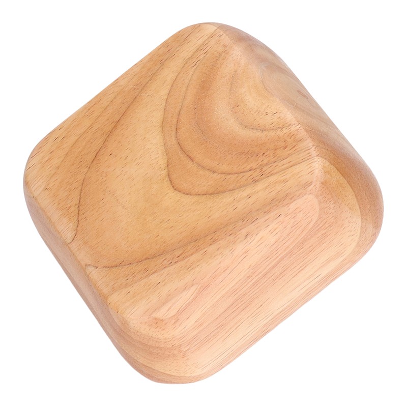 Rubber Wood Salad Bowl Handcrafted Simple Stylish Square Bowl Tableware
