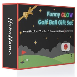 HahaHome Glow in The Dark Funny Golf Balls Gift Set for Dad, Mom, and Golfers - Funny Golf Gifts for Men - Includes 6 Glow in The Dark Balls, 3 Tees
