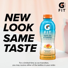 Gatorade Fit Electrolyte Beverage, Healthy Real Hydration, Tropical Mango, 16.9.oz Bottles (12 Pack)