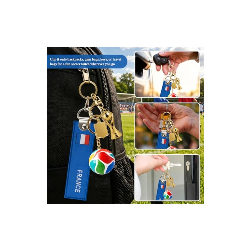 4-Piece Soccer Keychain Set - World Cup Inspired Accessories