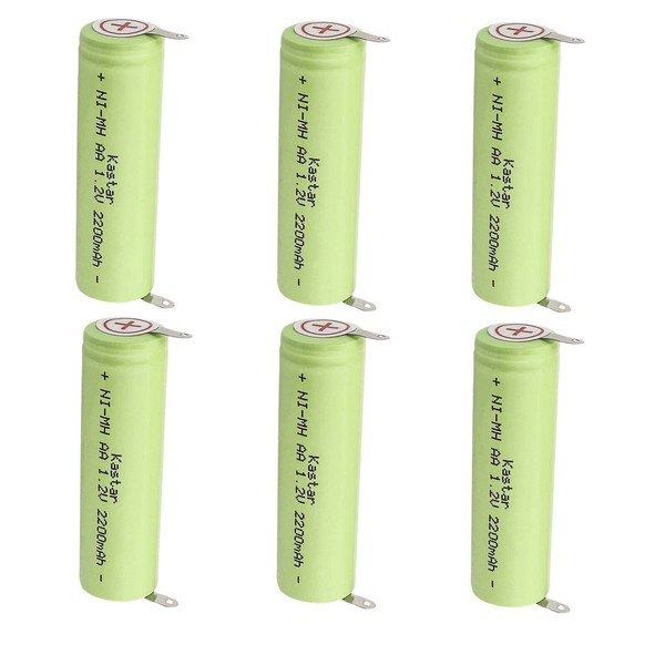 Kastar 6-Pack 1.2V 2200MAh Ni-MH Battery Compatible with Braun Toothbrush