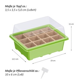 WELLGRO Mini Greenhouse with 6 Plant Labels for up to 12 Plants Approx. 19 x 14.5 x 11 cm per Propagator, Plastic/Cellulose, Choice of Quantities, Quantity: 3 Pieces