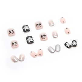 24 Pcs Press On False Nails Short, Fake Nails Almond Glue On Nails, False Nails With Glue,Square Press On Nails Silver glitter Nail Art Manicure Decoration Fake Nails Acrylic Nails for Women And Girls