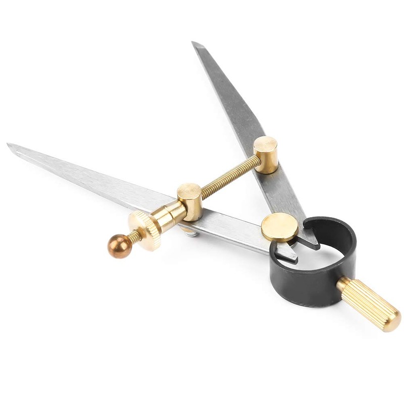 Professional Leather Compass, Adjustable Lockable Steel Wing Divider Rotating Scratch
