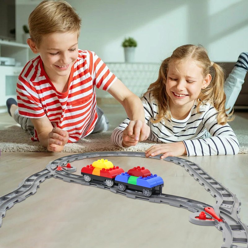 Rail Set - Compatible with Leading Duplo Bricks - Includes