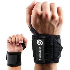 Sportisimo - Muñequeras para levantamiento de pesas - Par ajustable con velcro reforzado - Soporte y estabilidad para muñeca en powerlifting y crossfit - Material resistente y duradero