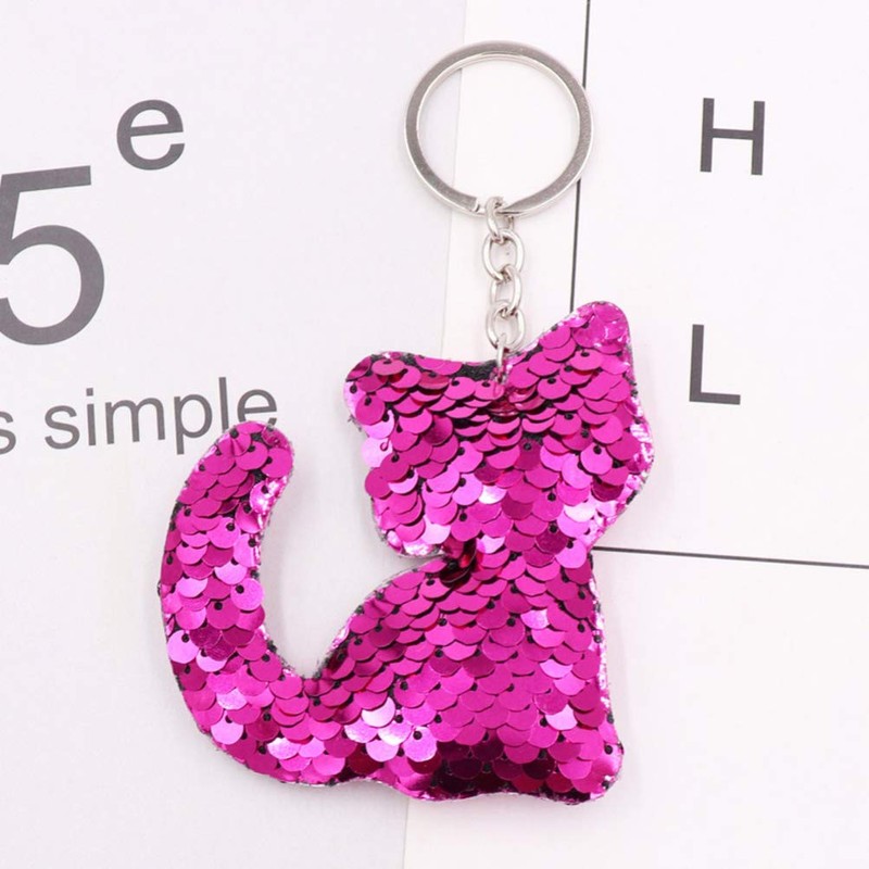 TOYANDONA Sequin Cat Key Ring, 6 Pieces, Sequin Key Ring,