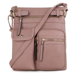 SG SUGU Katie Lightweight Medium Crossbody Bag Shoulder Bag with Multi Pocket for Women | MAUVE