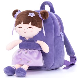 Gloveleya Back to School Gifts for Girls Kids Backpack Toddler Backpack Soft Plush Asian Girl Doll Backpacks Purple 9"
