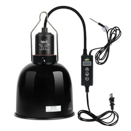 LUCKY HERP Reptile Light Fixture with Dimming Thermostat & Timer, Aluminum 5.5inch Deep Dome Reptile Lamp Fixture, Heat Lamp Fixture for UVB Bulb Basking Heat Bulb, Max 100W
