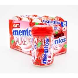 Mentos Pure Fresh Sugar-Free Chewing Gum with Xylitol, Strawberry, 50 Count (Pack of 6)