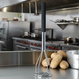 TrueCraftware- 18-inch Round Potato Masher Chrome Plated with Soft Grip Handle- Masher Kitchen Tool & Food Masher/Potato Smasher Perfect for Bean Vegetable Fruits Avocado and Meat