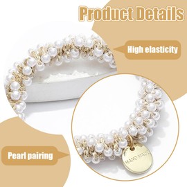 Haargummis mit Perlen, Strass Pferdeschwanz-Halter Perlen Elastische Haarbänder, 3 Stück Haarschmuck für Damen und Mädchen