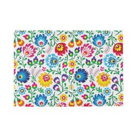 Doterii Polish Folk Art Floral Pattern Placemats Set of 4 Table Mats with Double Side Printed for Dining Table
