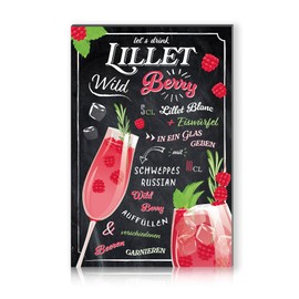 Cocktail Recipes 20 x 30 cm Aluminium Sign Decorative Metal Sign Decoration for Bar Counter Pub Kitchen Cafe Birthday Gift Recipe RV003 (01 Lillet)