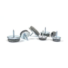 35mm Felt Furniture Pads, Premium Floor Protectors (4pcs, Nickel Plated Steel, 2mm Drill Bit, See Second Photo for Dimensions) Easy & Secure Screw Installation, by Keay Vital Parts - Made in Germany