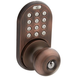 MiLocks XKK-02OB Digital Door Knob Lock with Keyless Entry via Remote Control and Keypad Code for Interior Doors - (Oil-Rubbed Bronze)