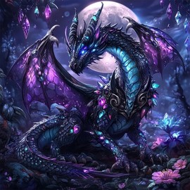 MAXBYE Dragon Diamonds Painting Kits for Adults, 5D Dragon Diamond Art Kits for Beginners, DIY Animal Round Full Drill Diamond Art Dragon Craft for Home Wall Decor 12x12 inch