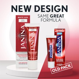 Janina Ultra White Luxe Maxi White Toothpaste – 75ml, Natural Fruit Enzyme Whitening, Low Abrasion, Stain Removal & Plaque Control, Vegan & Cruelty-Free