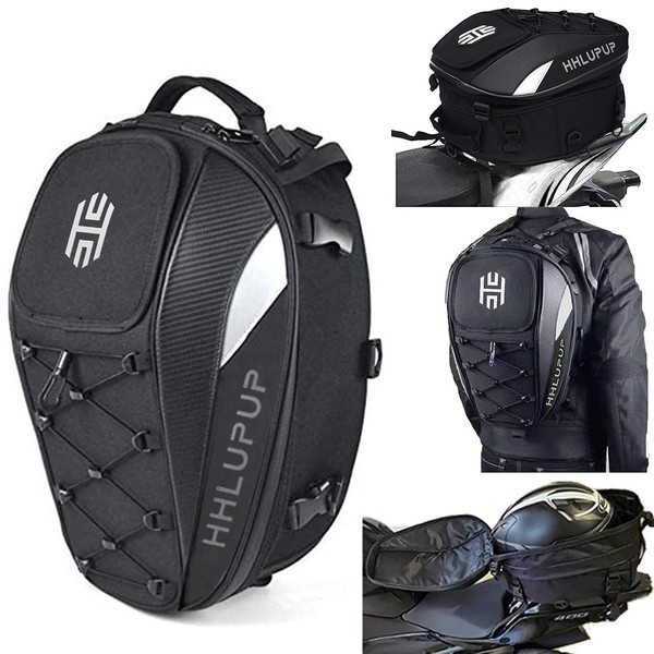 HHLUPUP Motorcycle Tail Bag Seat Helmet Large Capacity Dual Use