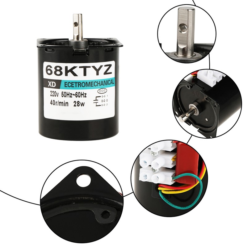 AC220V 28W Miniature Permanent Magnet Synchronous Motor CW/CCW(40rpm)