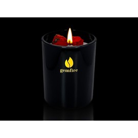 GemFire Organic Scented Crystal Candle - Jasper Gemstone, April Birthstone Gift - Aries or Taurus Zodiac Sign - Natural Soy Wax & Beeswax - Long-Burn for Aromatherapy, Sandalwood & Orange Scent