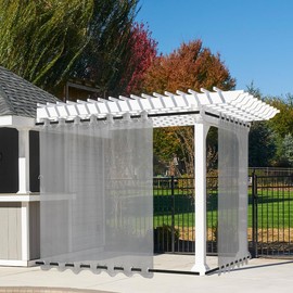 Heavyoff Outdoor Curtains for Patio Waterproof Grey Sheer Curtains Indoor Divider Privacy Light Filtering Top & Bottom Grommet for Patio, Porch, Gazebo, Deck, 1 Panel, W52 x L96