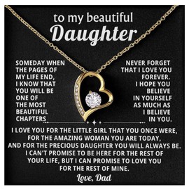 Momavo Jewelry TO MY Beautiful Daugther From Dad, Gift from Dad, Christmas, Birthday Father Daugther, Adult, PRECIOUS DAUGHTER (Luxury Box w/LED LIGHT, 18k Yellow Gold Finish)
