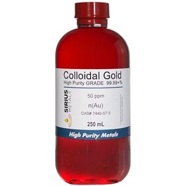 Sirius Metals True Colloidal Gold (50 ppm) - 99.99+% Purity - 250 mL (8.45 Fl Oz) in a Clear BPA-Free Plastic Bottle, 1 Count (Pack of 1)