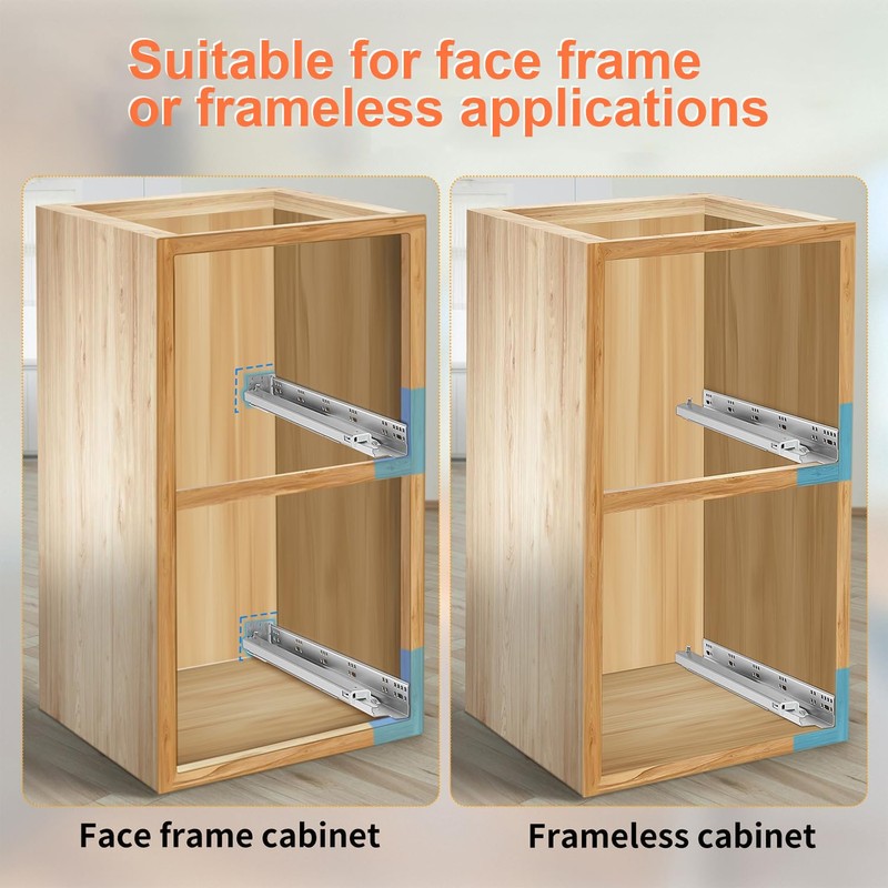 4 Pair 9 Inch Undermount Soft Close Drawer Slides Full