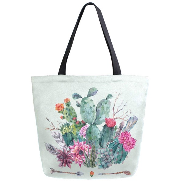 ZzWwR Stylish Boho Cactus with Arrow Extra Large Canvas Shoulder