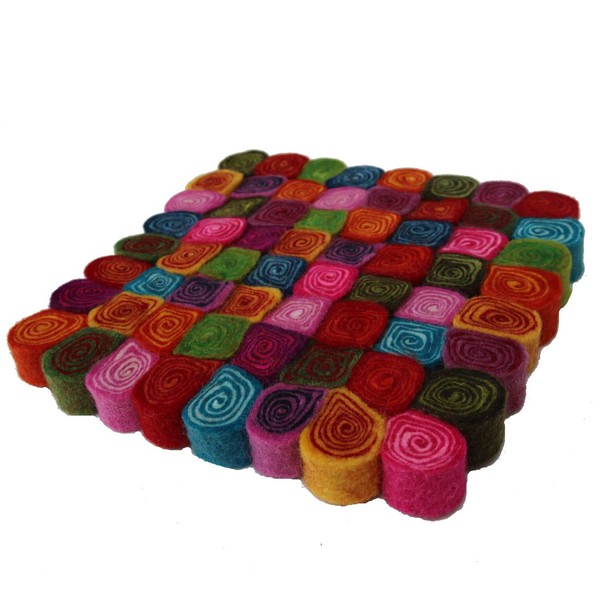 Maharanis Felt Trivet 20 cm Handmade Pure Wool Heat Resistant