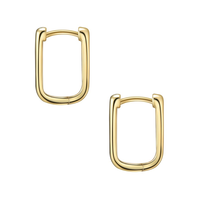 Glanzstücke München Women's Creole Earrings Square 925 Sterling Silver Yellow