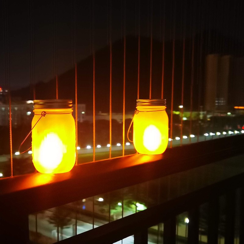 Mason Jar Solar Lights Lanterns, 8-Pack Amber Flame Flicker Lights