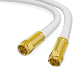 Sterndiscount 17 m SAT TV Coaxial Cable 135 dB Ultra HD 4K Satellite Cable 5-Way Shielding DVB-S2 DAB Gold-Plated F-Connector for Satellite System, Cable Modem with F-Connector 75 Ohm White