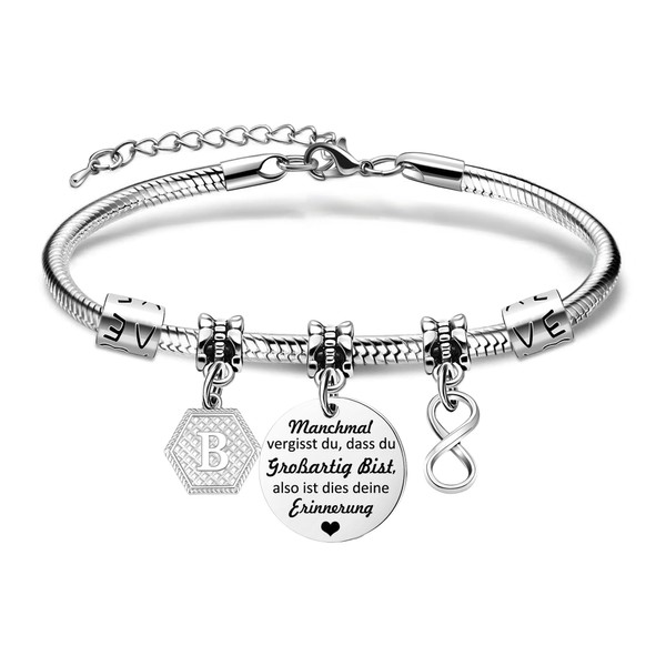 Yumioxa Unique Bracelets Gift Encourage Women Name Letter Bracelets Stainless
