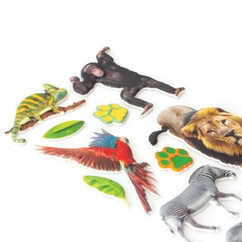 Playhouse Soft Puffy 13-Piece Sticker Sheet for Crafts, Trading & Collecting - Zoo Animals