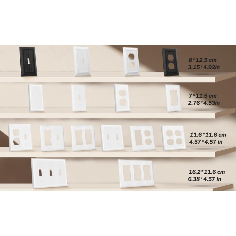 2 Pack Decorator Wall Plate Outlet Covers, Standard Size 3-Gang