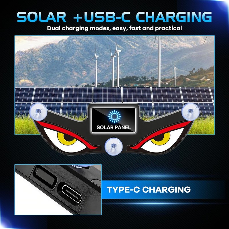 Teguangmei Solar Devils Eyes Light for Windshield 6 Modes Demon