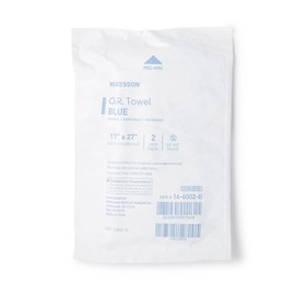 McKesson O.R. Towels, Disposable - Cotton, Plain Weave, Pre-Washed, Single-Use, Sterile - Blue, 17 in x 27 in, 80 Count