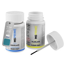 MG PRIME Autolack Lackstift Set für Opel 21Z / GAW Oriental Blue Metallic/Aquamarin Metallic Basislack Klarlack je 50ml