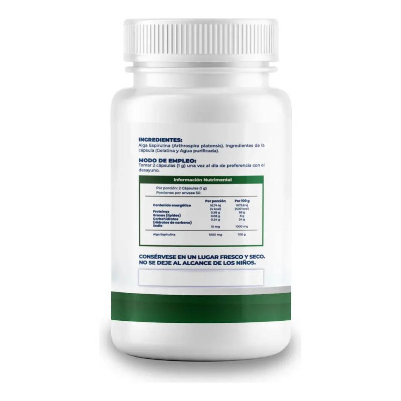 Alga Espirulina Orgánica 500 Mg Pack 3 Frascos Con 100