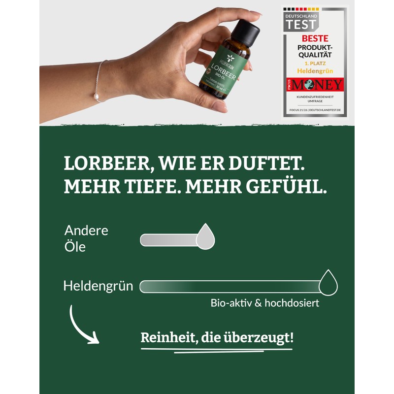 Heldengrün® Real Organic Bay Leaf Essential Oil, 100% Pure and