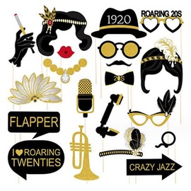 Dusenly 1920s Party Photo Booth Props Roaring 20S Party Photo Props for Vintage Jazz Roaring 1920's Party Decorations